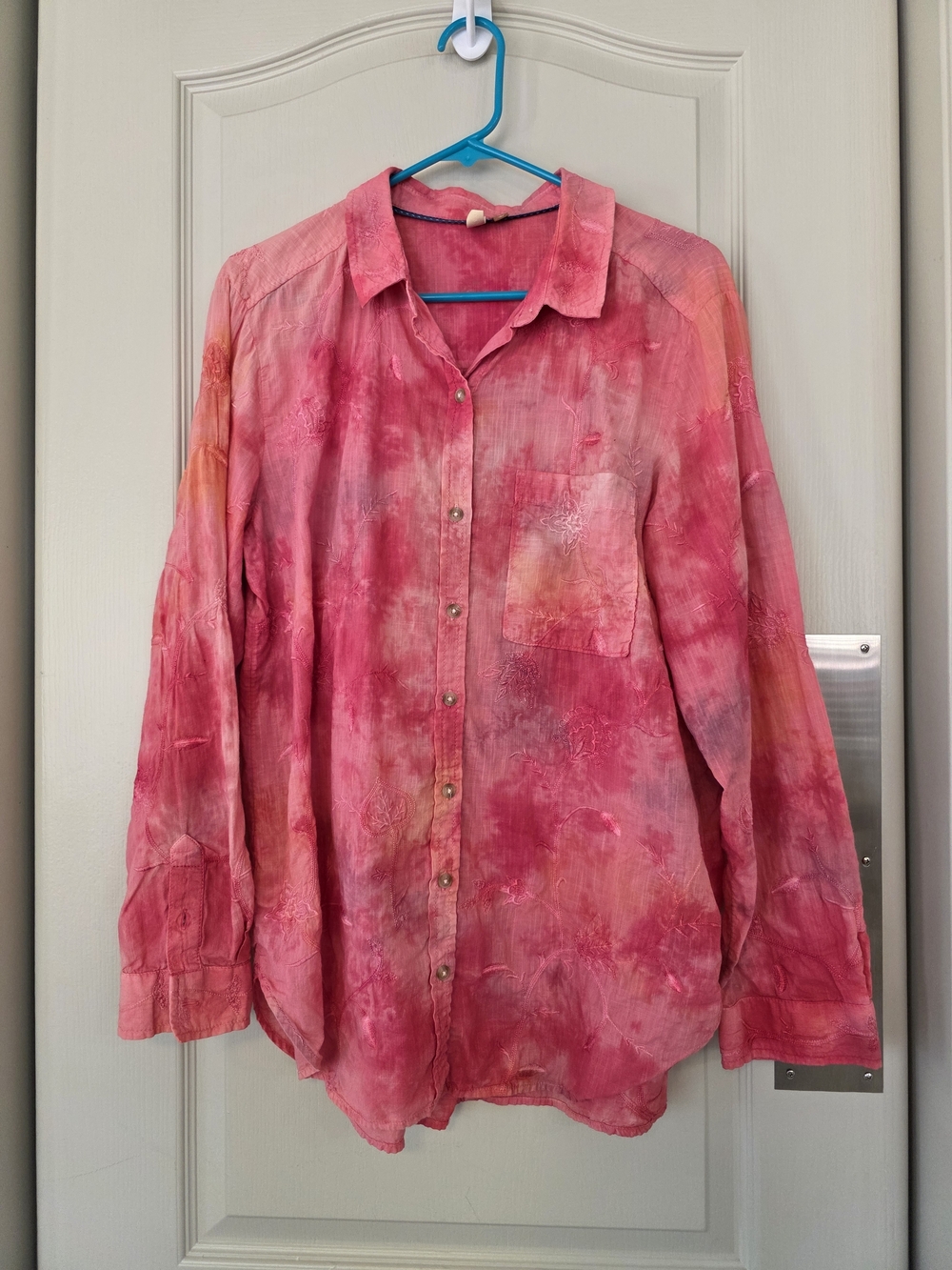 Pilcro Pink Tie-Dye Button-Down Shirt